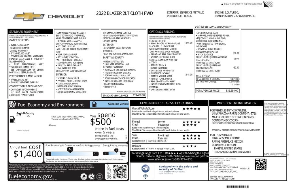 Used 2022 Chevrolet Blazer LT w/ Redline Edition FWD image 13