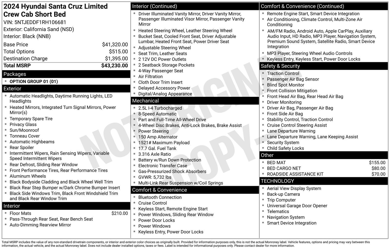 Used 2024 Hyundai Santa Cruz Limited image 6
