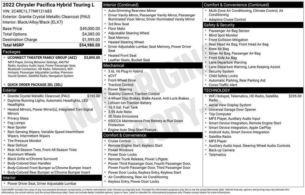 Used 2022 Chrysler Pacifica Touring-L w/ Uconnect Theater Family Group FWD image 17