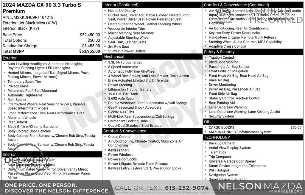 Certified 2024 MAZDA CX-90 3.3 Turbo S w/ Premium Package AWD/4WD image 2