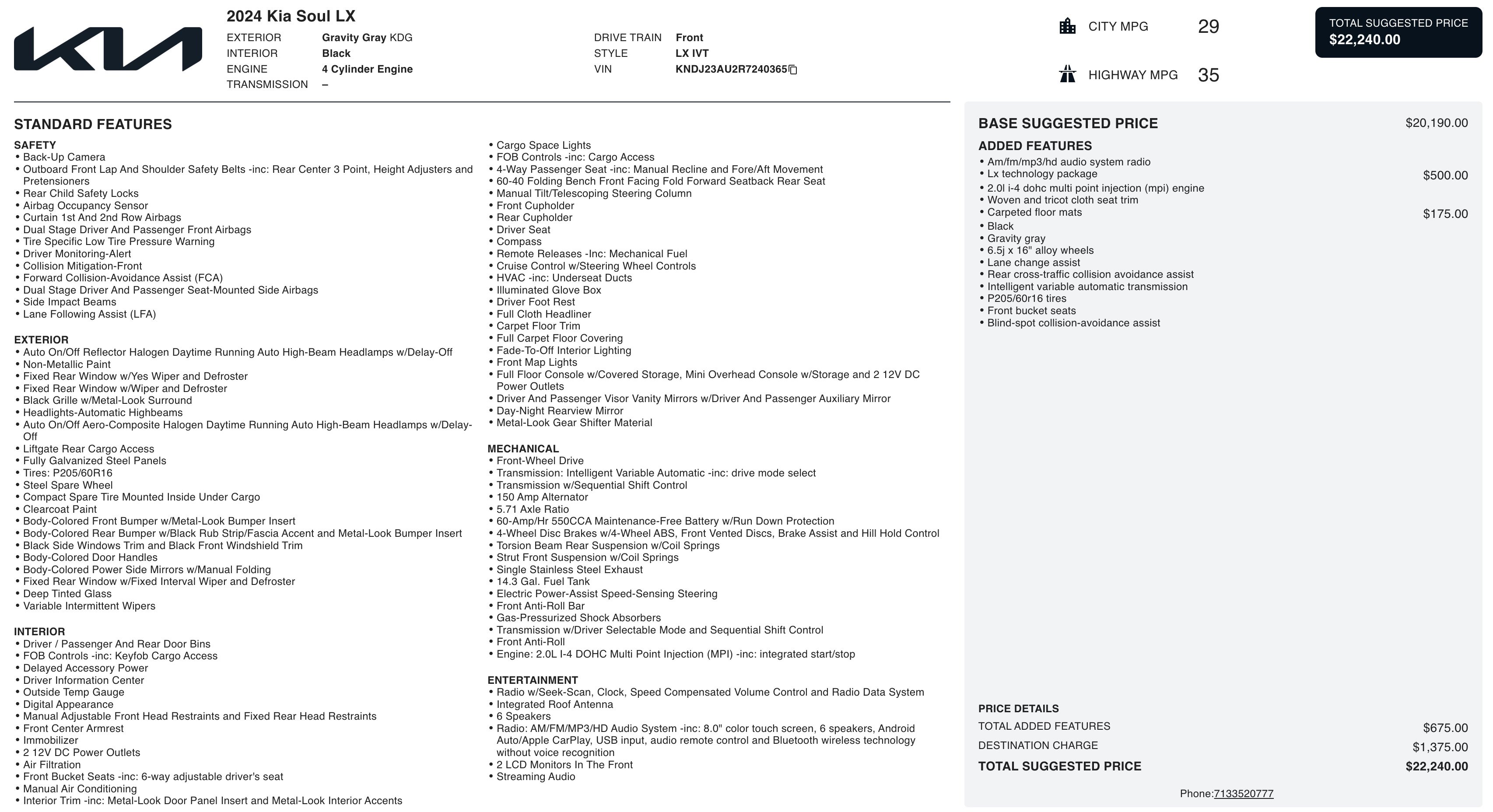 Used 2024 Kia Soul LX w/ Option Group 015 image 2