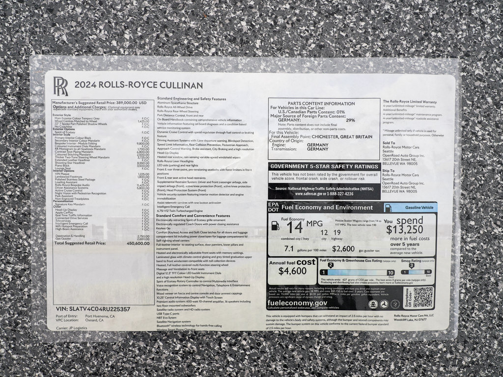 Certified 2024 Rolls-Royce Cullinan AWD/4WD image 50