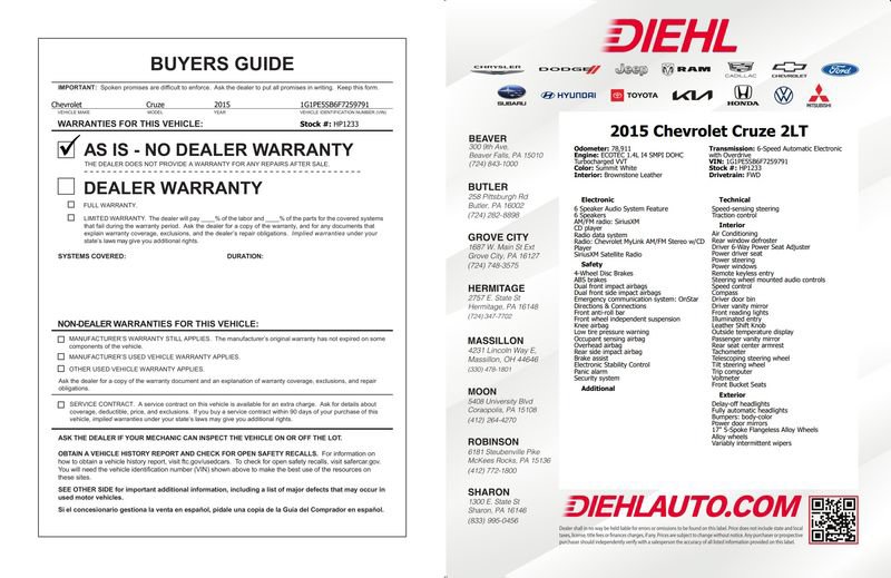 Used 2015 Chevrolet Cruze LT FWD image 32