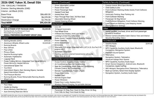 New 2026 GMC Yukon XL Denali w/ Sun & Power Step Package AWD/4WD image 24