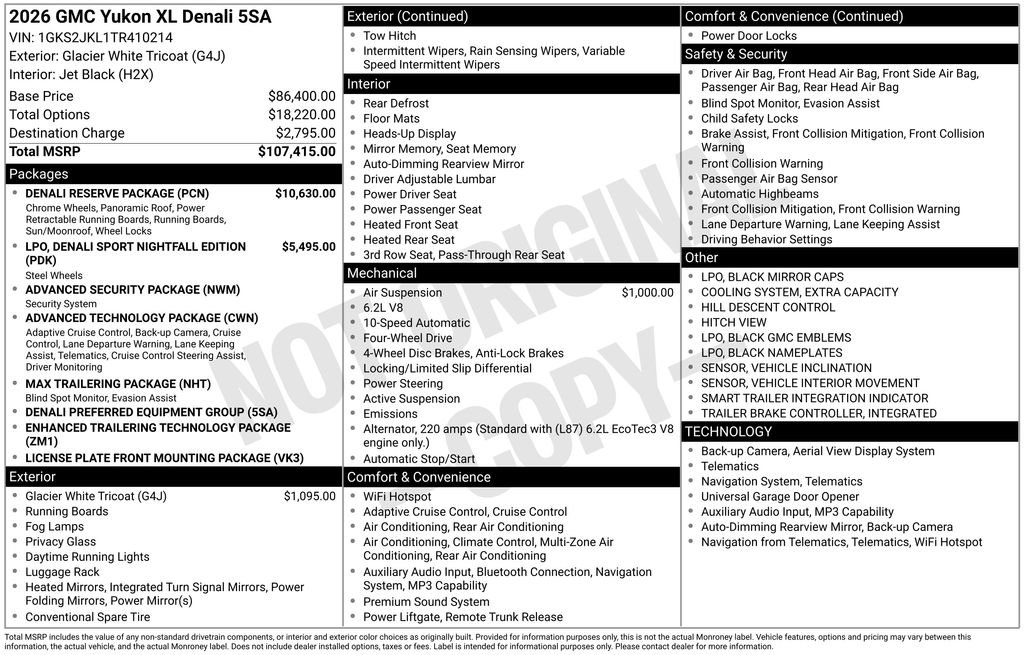 New 2026 GMC Yukon XL Denali w/ Denali Reserve Package AWD/4WD image 5