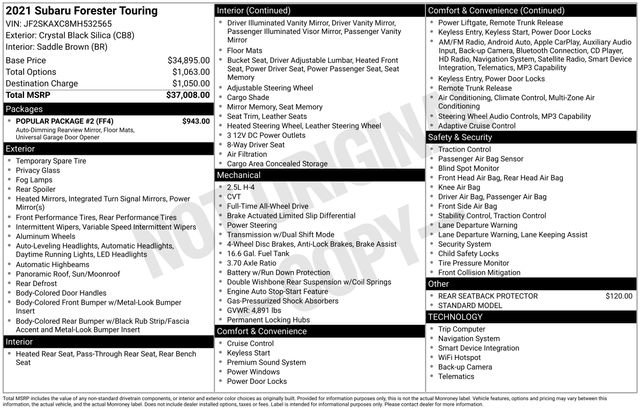 Used 2021 Subaru Forester Touring w/ Popular Package #2 AWD/4WD image 15