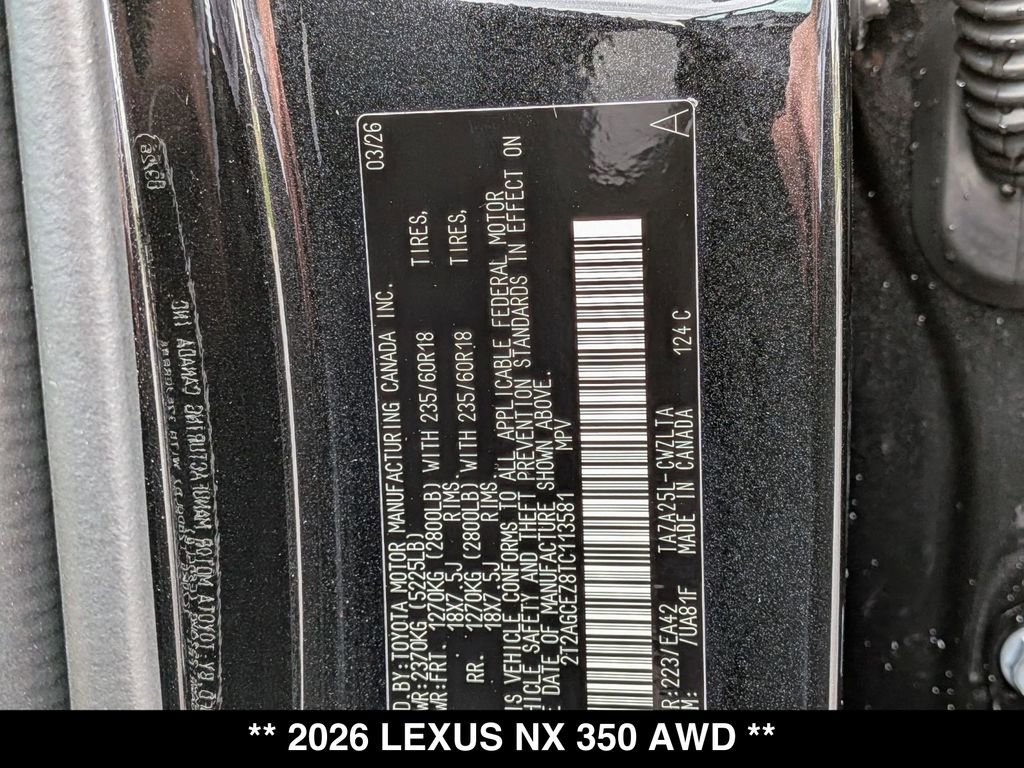 New 2026 Lexus NX 350 AWD w/ Accessory Package (2T) image 19