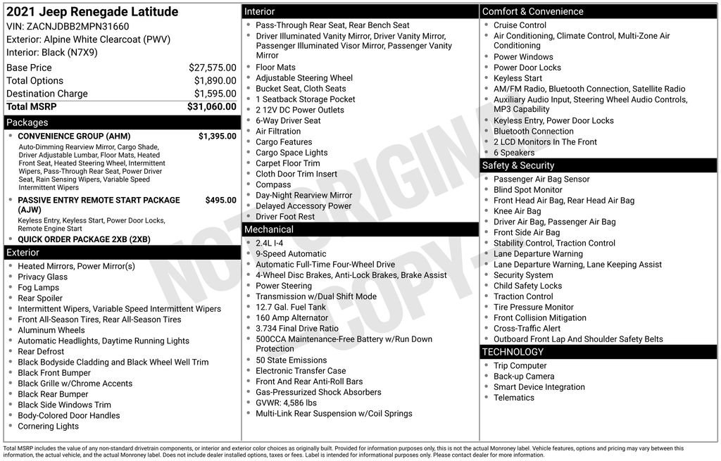 Used 2021 Jeep Renegade Latitude w/ Convenience Group image 29