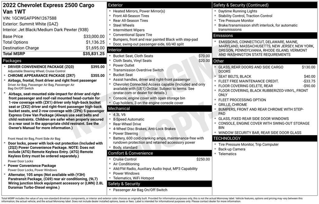 Used 2022 Chevrolet Express 2500 w/ Driver Convenience Package image 25