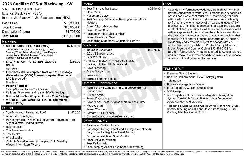 Used 2026 Cadillac CT5 V Blackwing w/ Super Cruise 1 Package RWD image 35