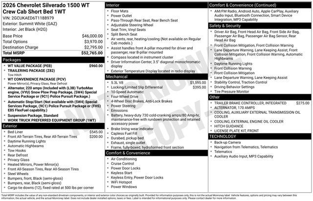 New 2026 Chevrolet Silverado 1500 W/T w/ WT Value Package AWD/4WD image 6