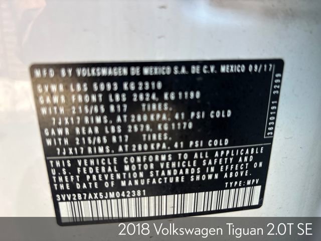 Used 2018 Volkswagen Tiguan SE AWD/4WD image 33