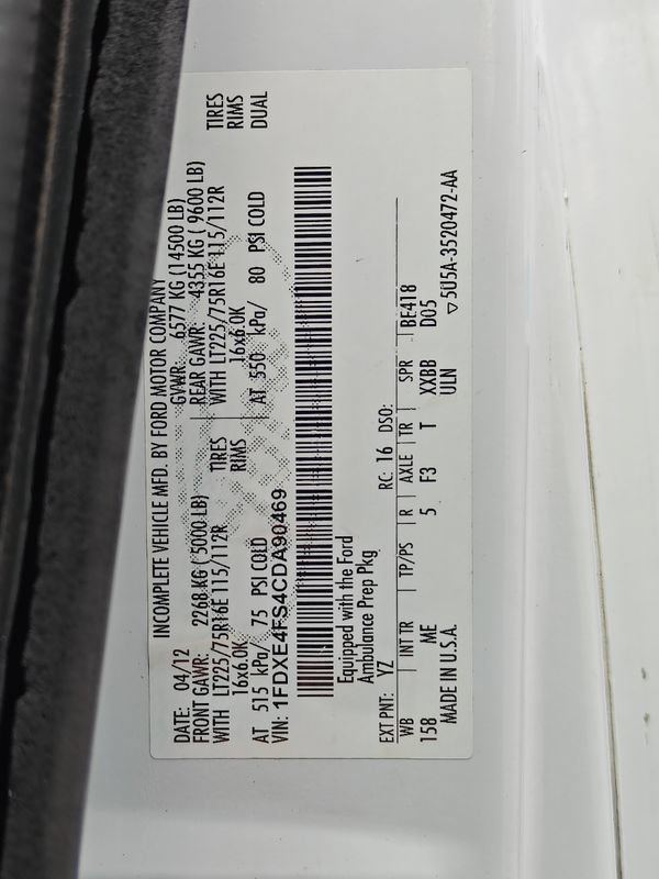 Used 2012 Ford E-450 and Econoline 450 Super Duty w/ Ambulance Prep Pkg RWD image 23