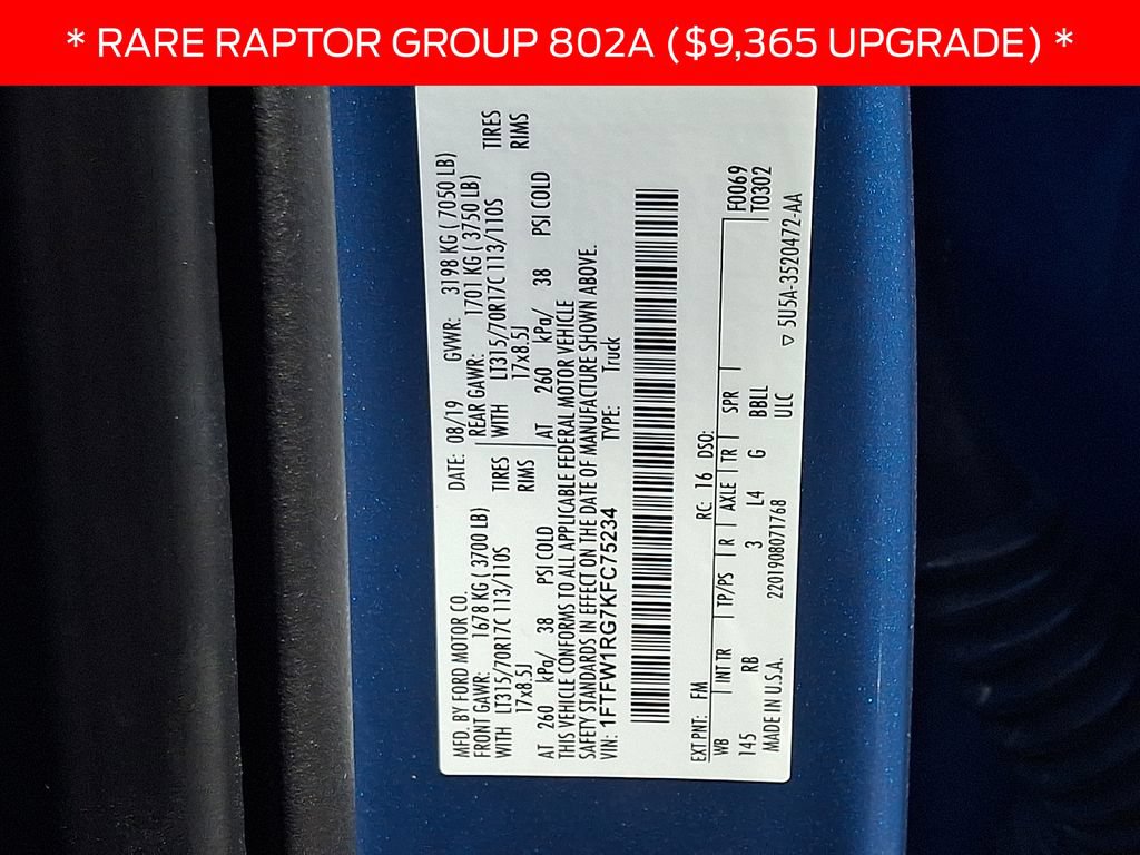 Used 2019 Ford F150 Raptor w/ Equipment Group 802A Luxury AWD/4WD image 28