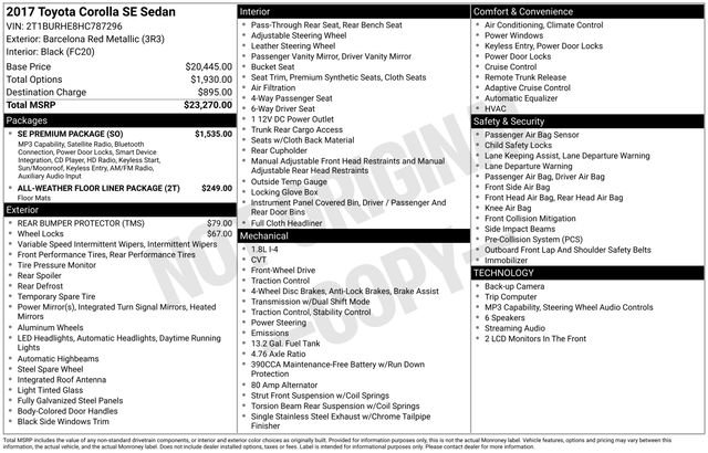 Used 2017 Toyota Corolla SE w/ SE Premium Package FWD image 12