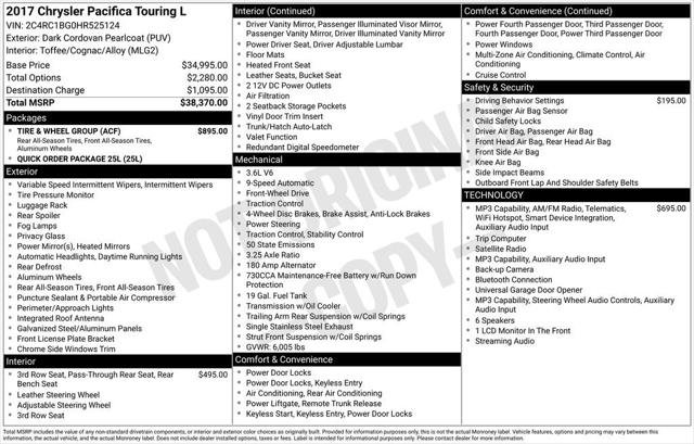 Certified 2017 Chrysler Pacifica Touring-L w/ Tire & Wheel Group FWD image 13