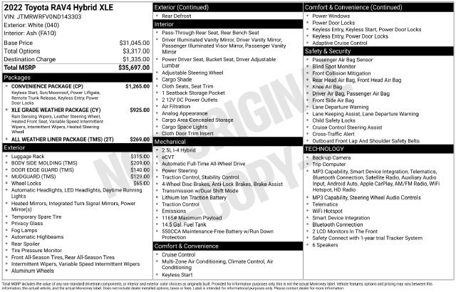 Used 2022 Toyota RAV4 XLE w/ Convenience Package AWD/4WD image 27