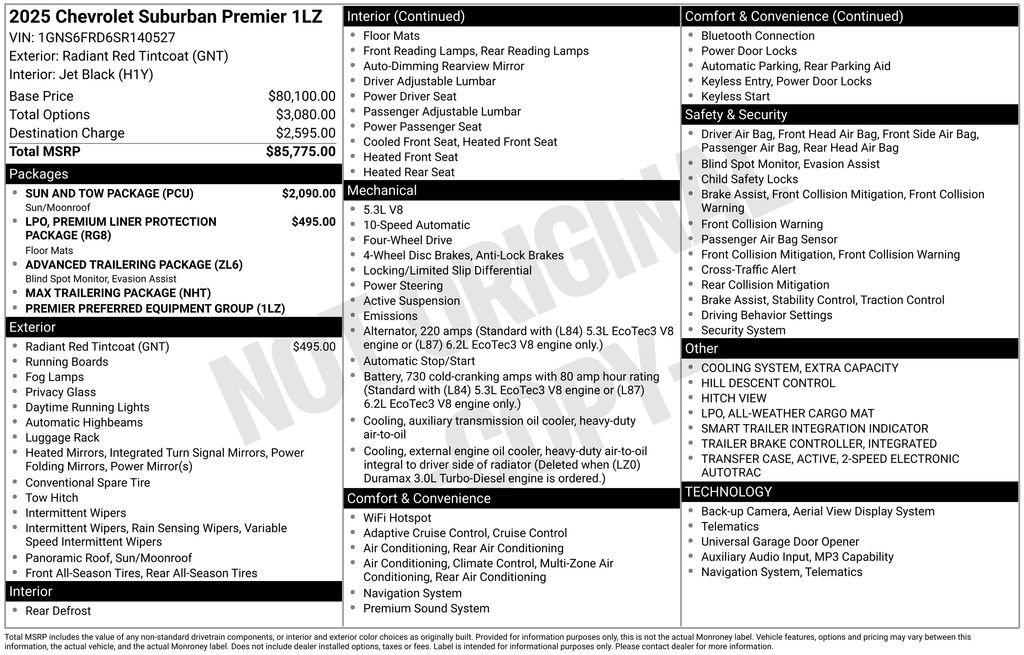 Used 2025 Chevrolet Suburban Premier w/ Sun And Tow Package AWD/4WD image 5