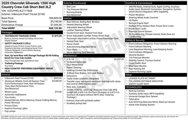 Used 2020 Chevrolet Silverado 1500 High Country w/ Technology Package AWD/4WD image 25