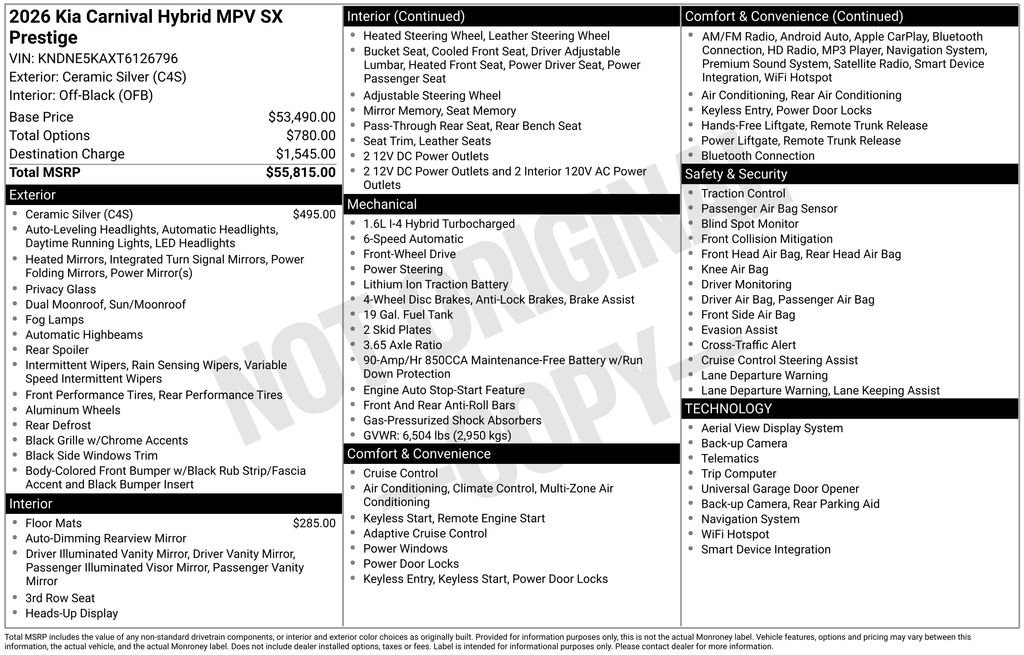 New 2026 Kia Carnival SX Prestige image 2