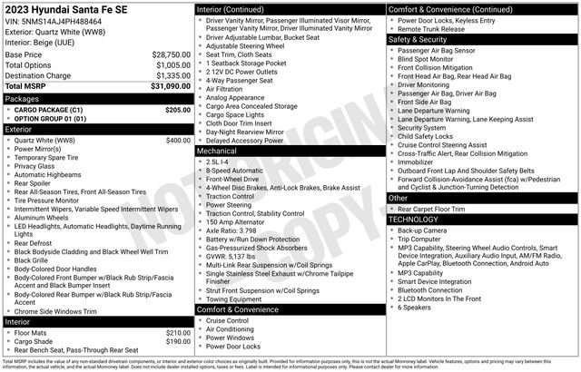 Used 2023 Hyundai Santa Fe SE w/ Cargo Package FWD image 55