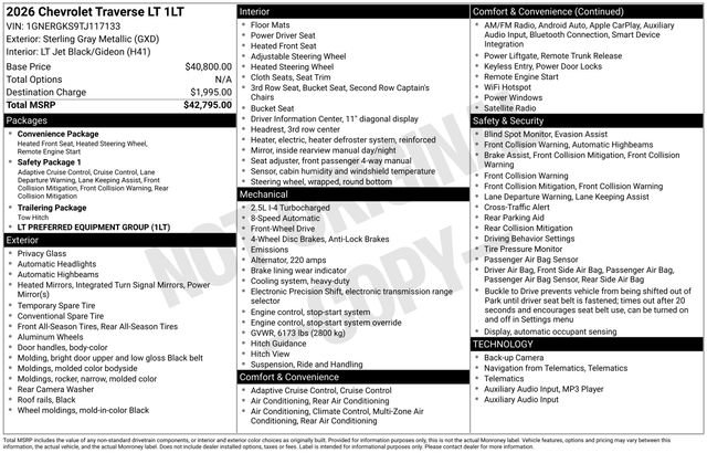 New 2026 Chevrolet Traverse LT image 25