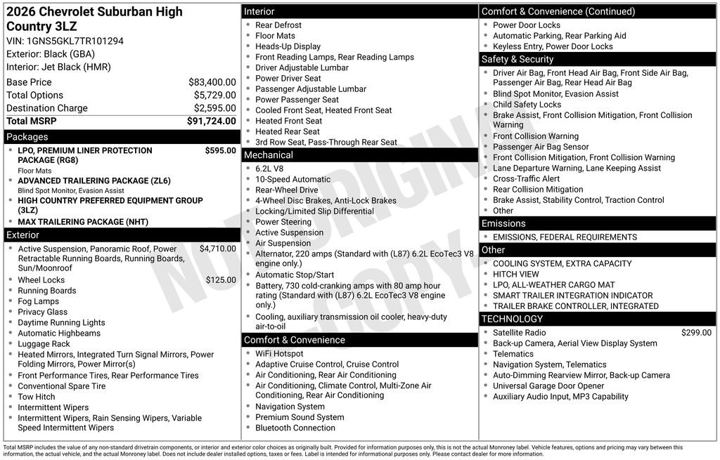 New 2026 Chevrolet Suburban High Country image 4