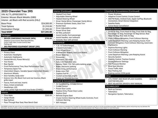 Used 2025 Chevrolet Trax RS w/ Driver Confidence Package FWD image 31