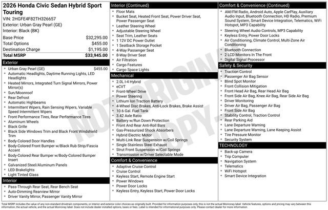 New 2026 Honda Civic Sport Touring image 32
