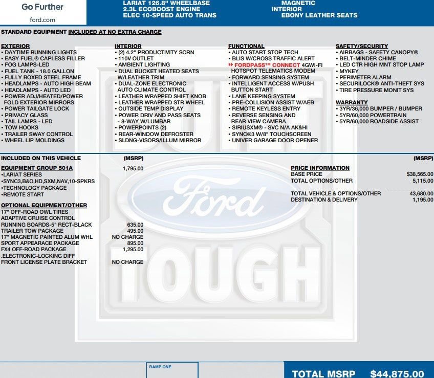 Used 2019 Ford Ranger Lariat w/ Equipment Group 501A Mid image 2