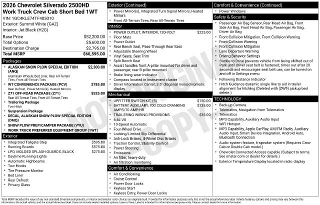 New 2026 Chevrolet Silverado 2500 W/T AWD/4WD image 3