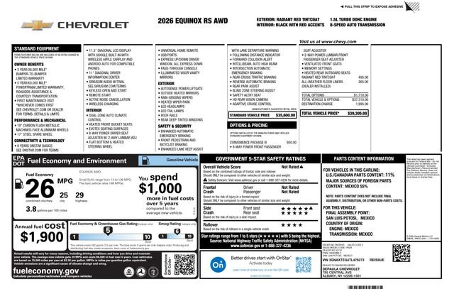 New 2026 Chevrolet Equinox RS w/ Convenience Package III AWD/4WD image 2