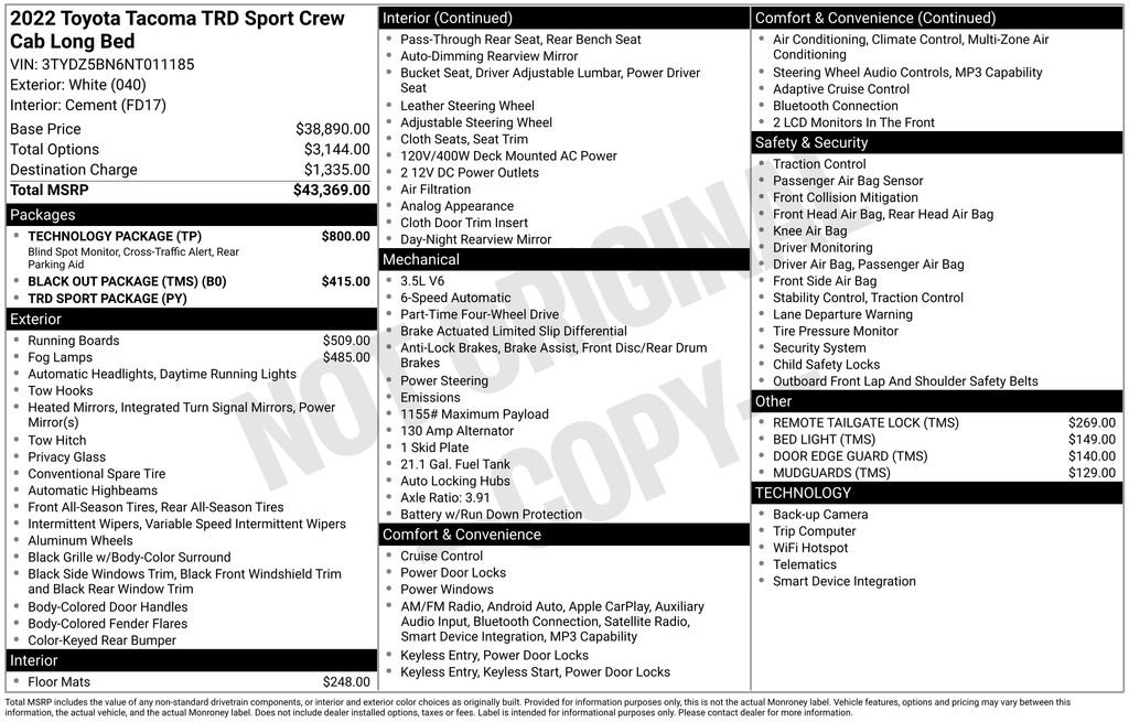 Used 2022 Toyota Tacoma TRD Sport w/ Technology Package AWD/4WD image 4