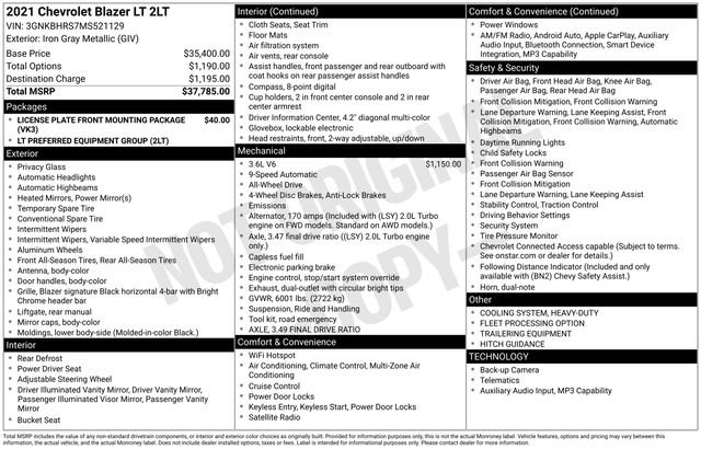 Used 2021 Chevrolet Blazer LT image 31