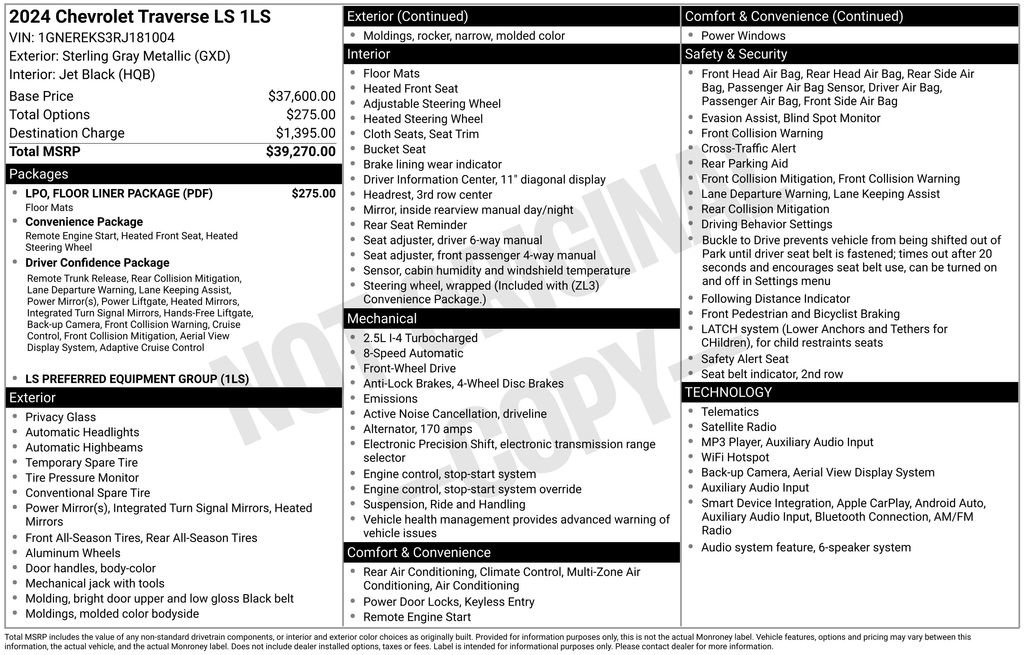 Used 2024 Chevrolet Traverse LS w/ LPO, Floor Liner Package FWD image 37