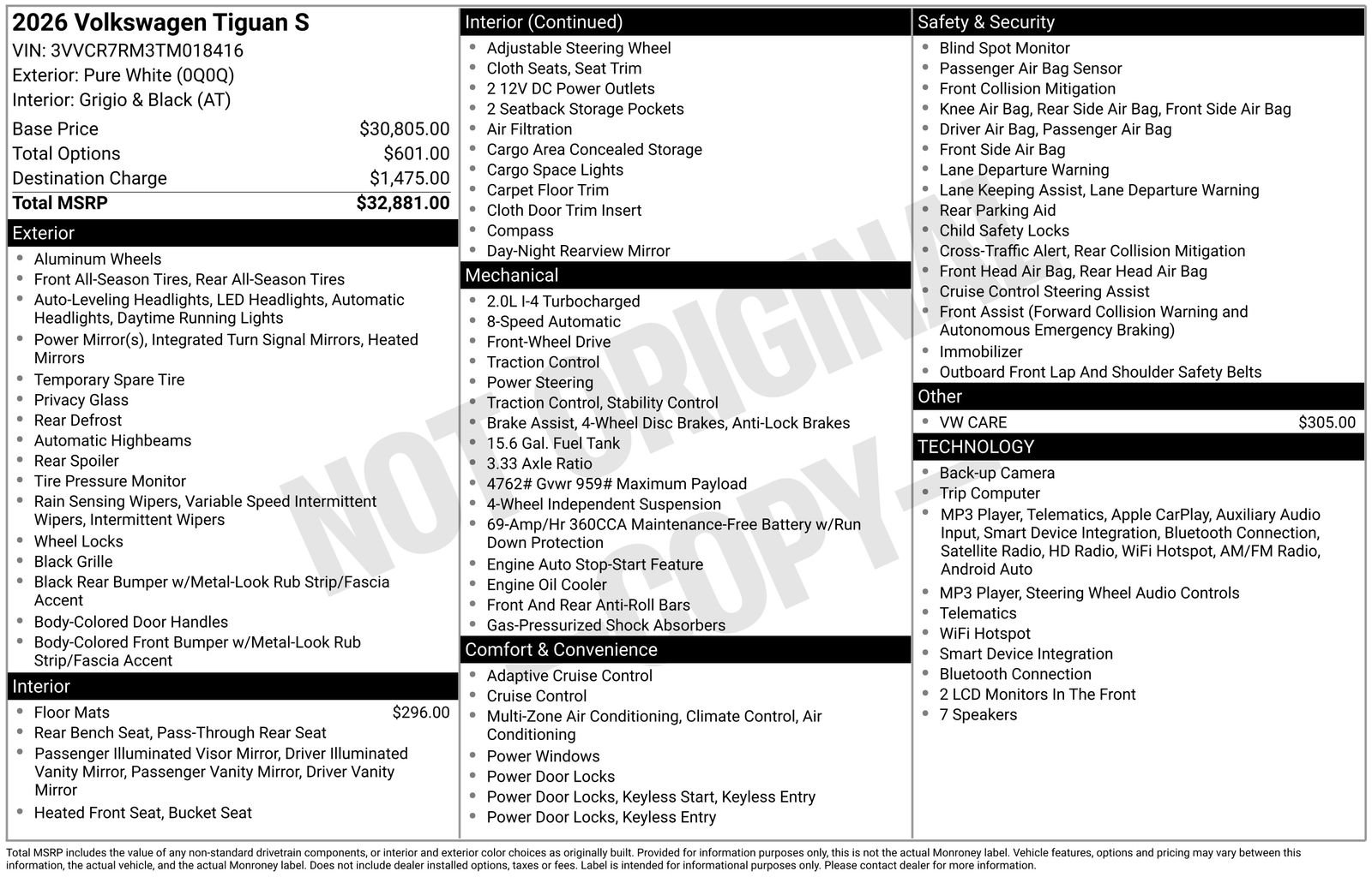 Certified 2026 Volkswagen Tiguan S FWD image 36