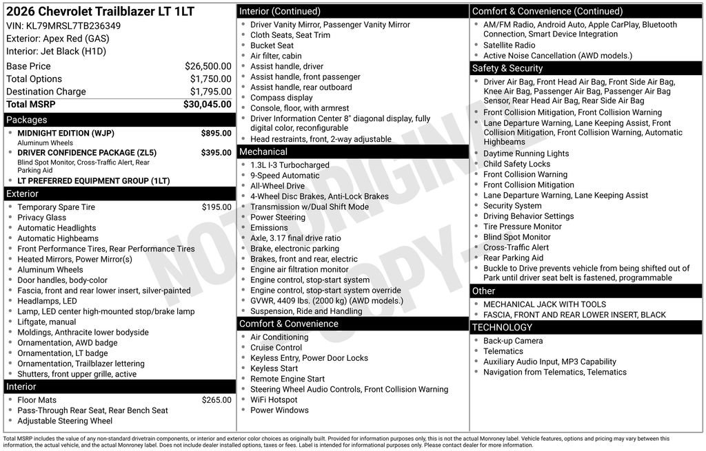 New 2026 Chevrolet TrailBlazer LT w/ Midnight Edition AWD/4WD image 4