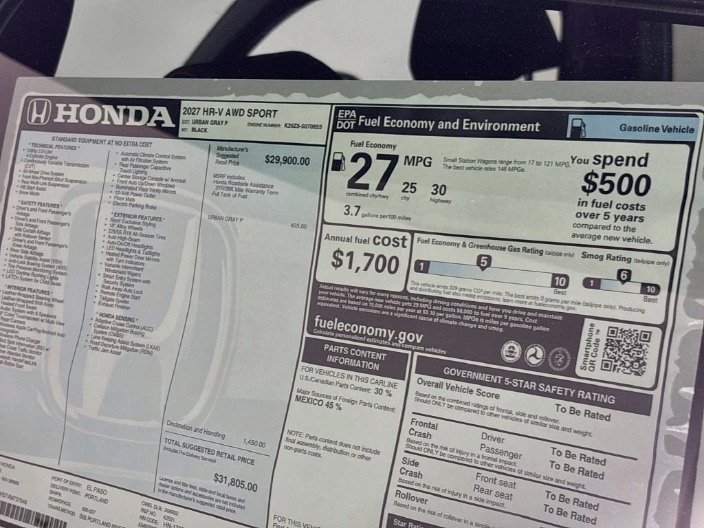 New 2027 Honda HR-V Sport image 23
