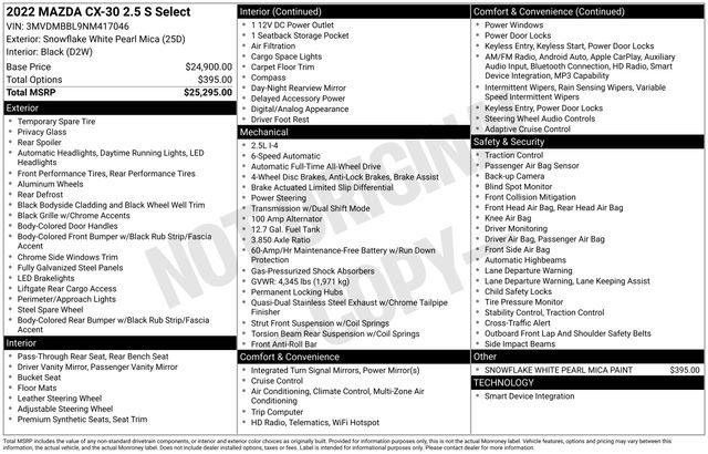 Used 2022 MAZDA CX-30 AWD 2.5 S w/ Select Package image 30