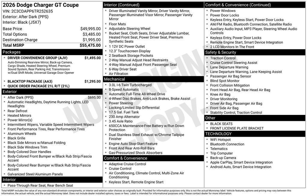 New 2026 Dodge Charger GT w/ Driver Convenience Group AWD/4WD image 3