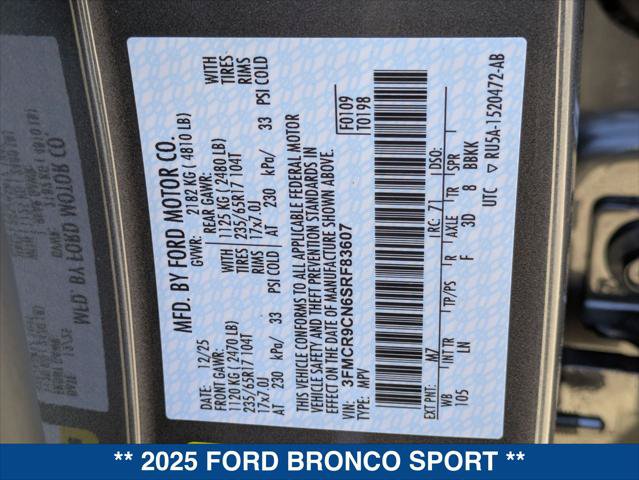 New 2025 Ford Bronco Sport Outer Banks w/ Sasquatch Outer Banks Package AWD/4WD image 22
