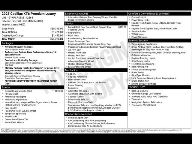 Certified 2025 Cadillac XT6 Premium Luxury FWD image 19