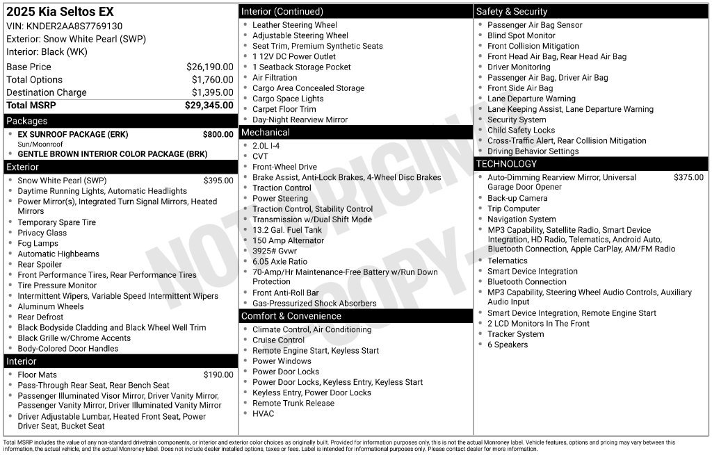 Used 2025 Kia Seltos EX w/ EX Sunroof Package FWD image 53