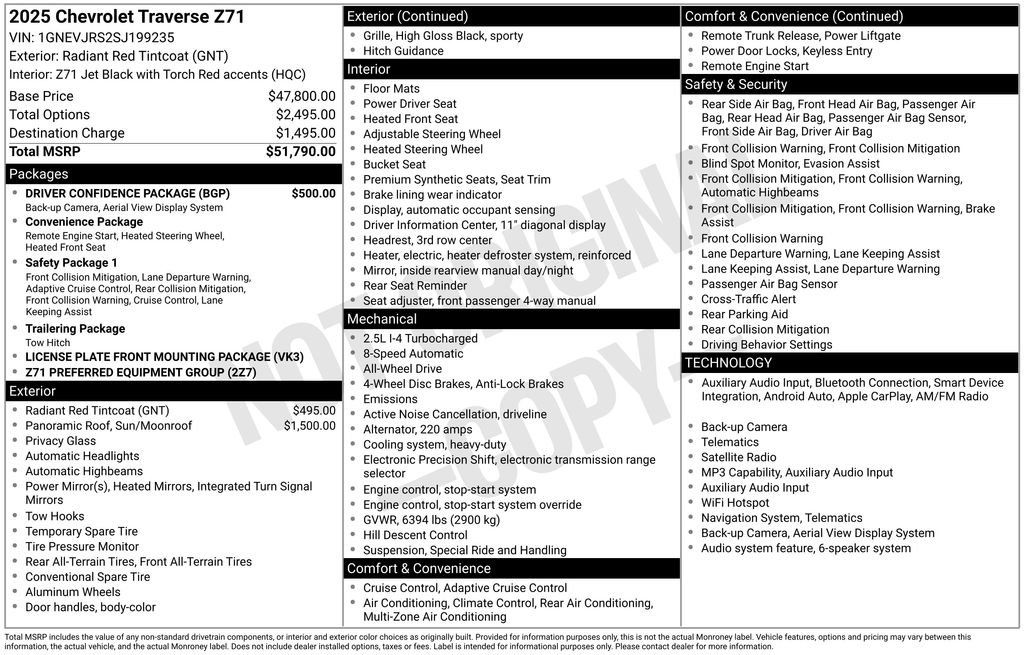 Used 2025 Chevrolet Traverse Z71 w/ Driver Confidence Package image 31