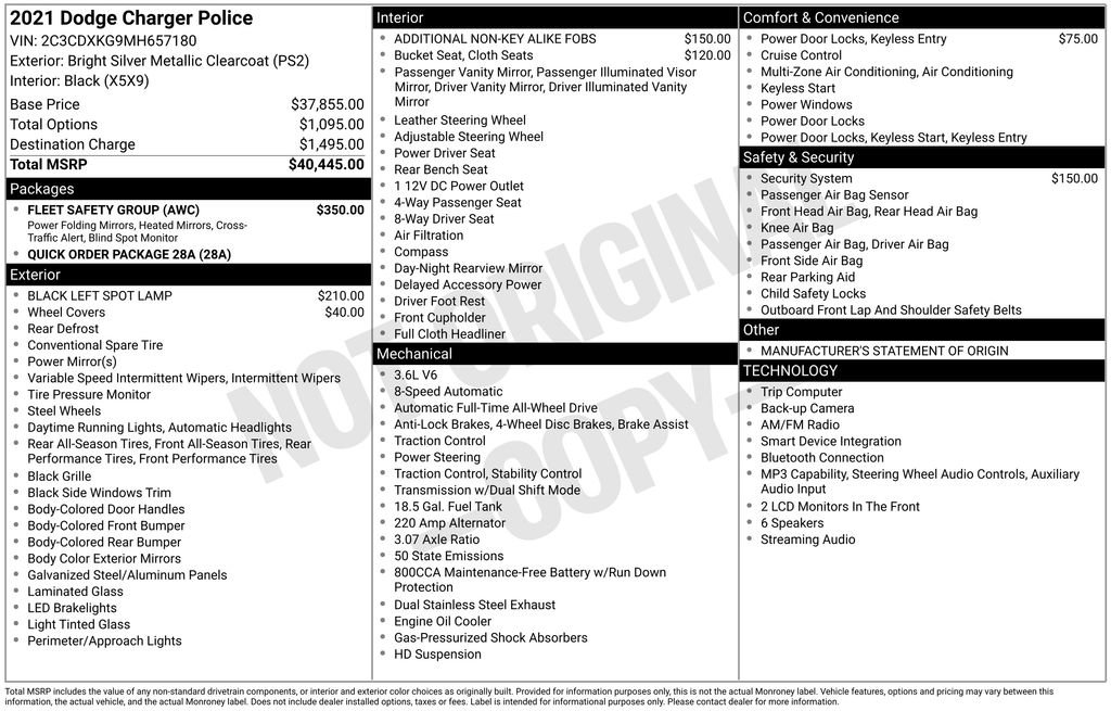Used 2021 Dodge Charger Police w/ Fleet Safety Group AWD/4WD image 15