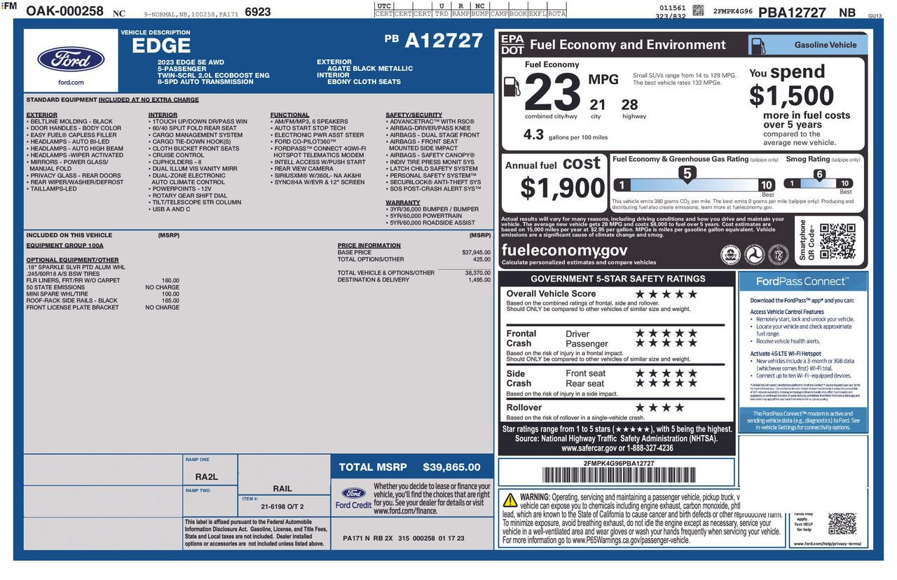 Used 2023 Ford Edge SE AWD/4WD image 53