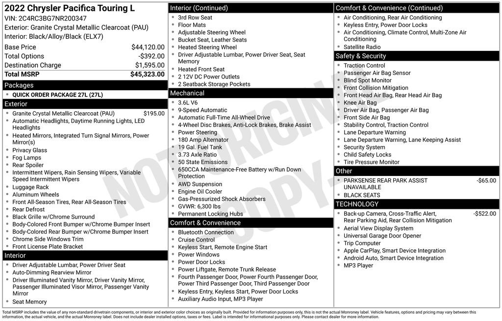 Used 2022 Chrysler Pacifica Touring-L AWD/4WD image 37