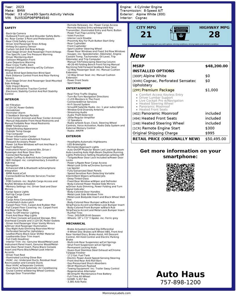 Used 2023 BMW X3 xDrive30i w/ Premium Package image 3