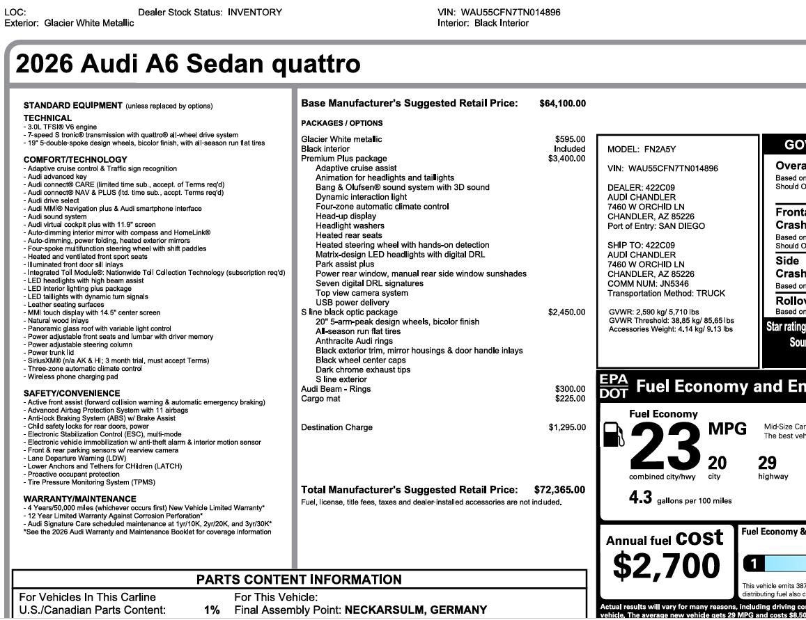 Used 2026 Audi A6 Premium Plus AWD/4WD image 3
