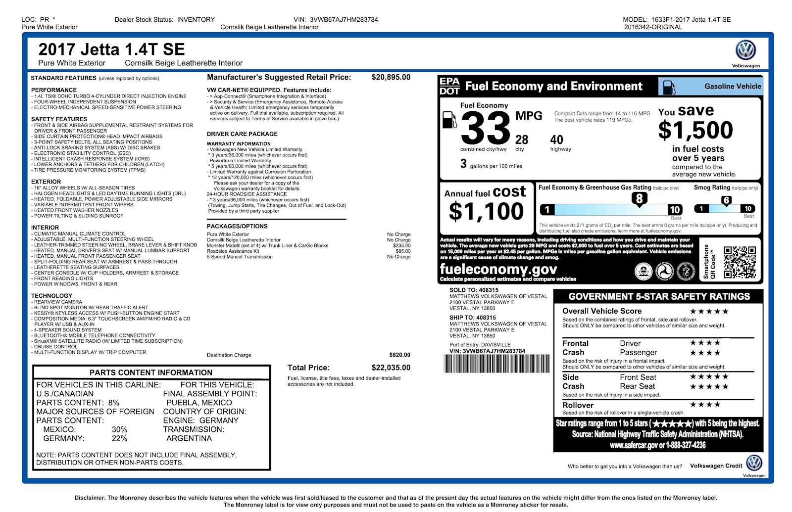 Used 2017 Volkswagen Jetta SE FWD image 25